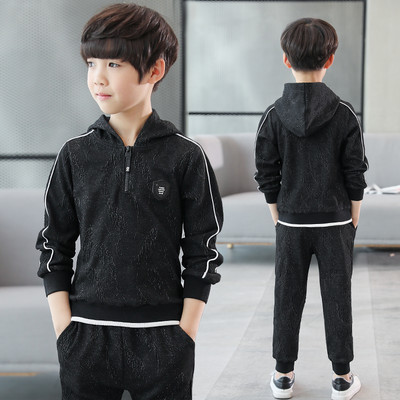 Παιδικό καθημερινό σετ με κουκούλα σε γκρι χρώμα