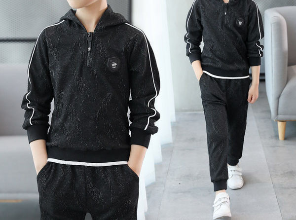 Παιδικό καθημερινό σετ με κουκούλα σε γκρι χρώμα