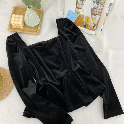 Ženska baršunasta bluza s dugim rukavima