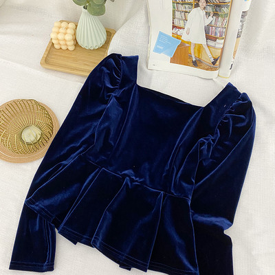 Ženska baršunasta bluza s dugim rukavima