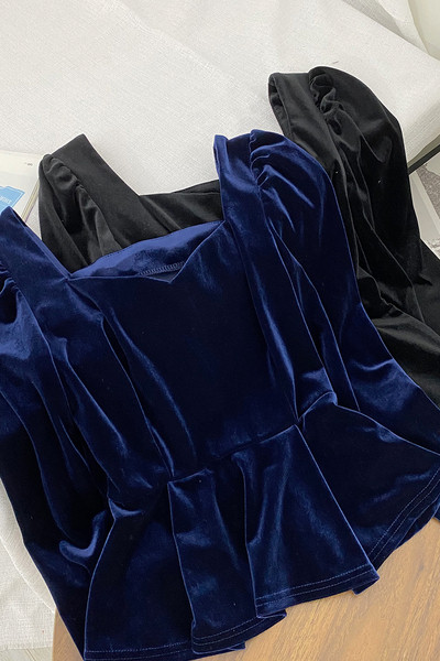 Ženska baršunasta bluza s dugim rukavima