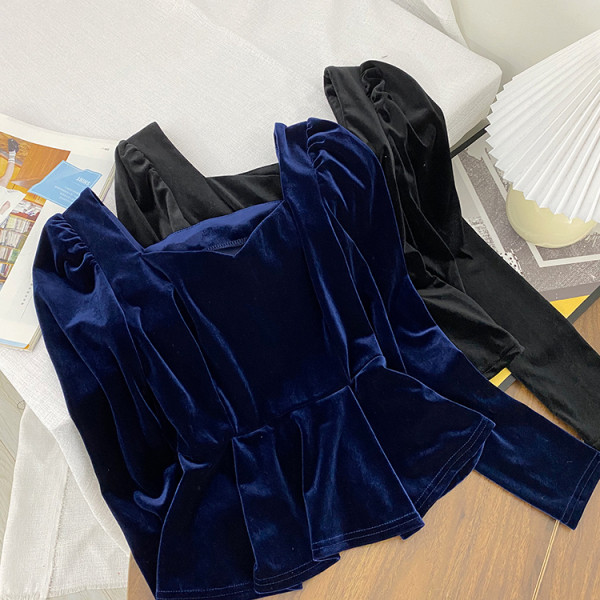 Ženska baršunasta bluza s dugim rukavima