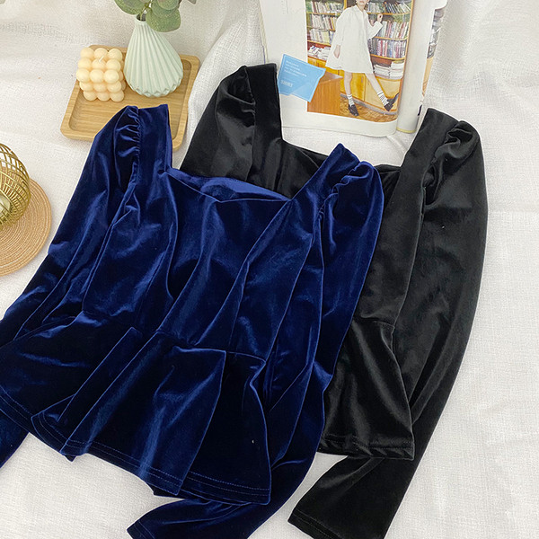 Ženska baršunasta bluza s dugim rukavima