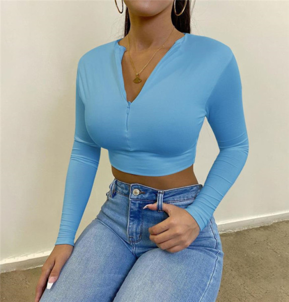 Γυναικεία μπλούζα με φερμουάρ - κοντό μοντέλο