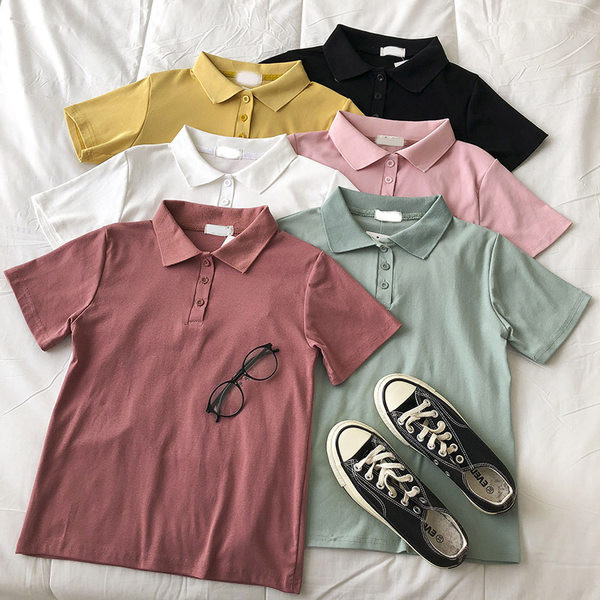 Γυναικείο μπλουζάκι με κουμπιά και κλασικό κολάρο