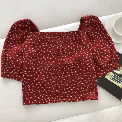 Νέο γυναικείο κοντό μπλουζάκι με τετράγωνο ντεκολτέ