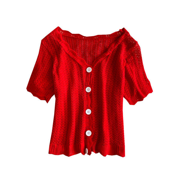 Ženska bluza sa špic izrezom i kratkim rukavima u više boja