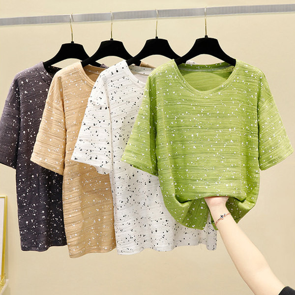 Γυναικείο μπλουζάκι casual πουά - φαρδύ μοντέλο