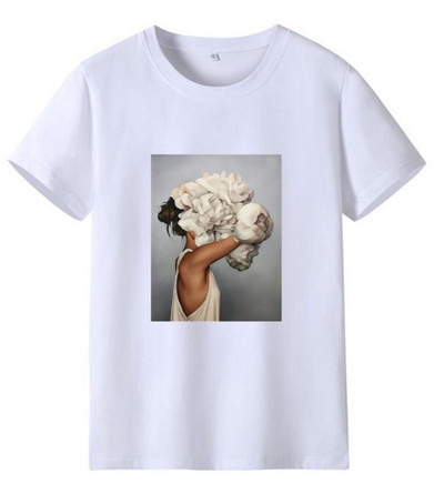 Γυναικείο μπλουζάκι με απλικέ χρώμα και κοντά μανίκια