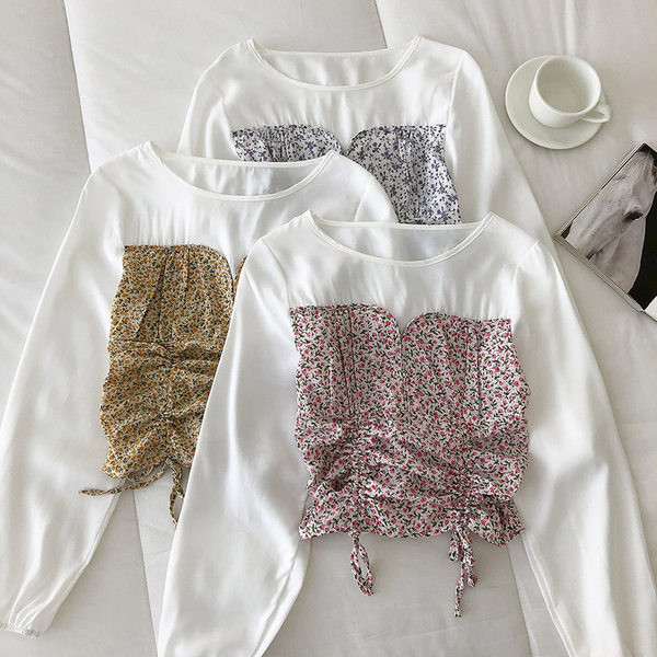 Moderna ženska bluza s vezama i cvjetnim motivima