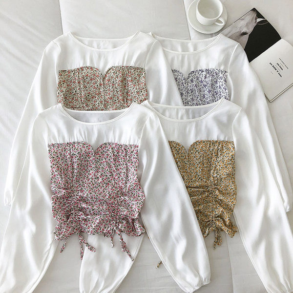 Moderna ženska bluza s vezama i cvjetnim motivima