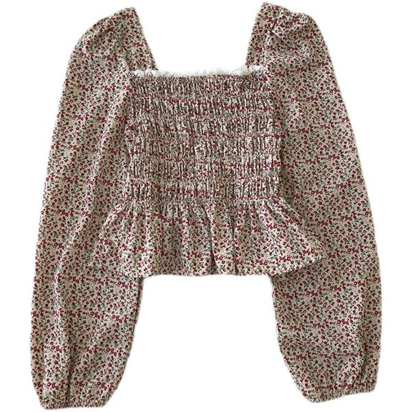 Sieviešu blūze ar kvadrātveida kakla izgriezumu un garām piedurknēm