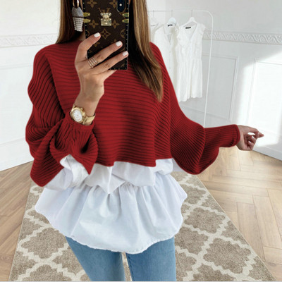 Νέο μοντέλο A-συμμετρική γυναικεία μπλούζα με μακριά μανίκια