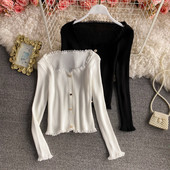 Ženska ležerna bluza s gumbima i čipkom