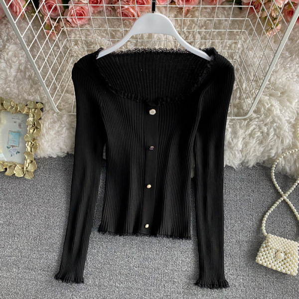 Ženska ležerna bluza s gumbima i čipkom