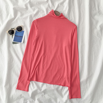 Sieviešu blūzes vienkāršs modelis ar augstu apkakli