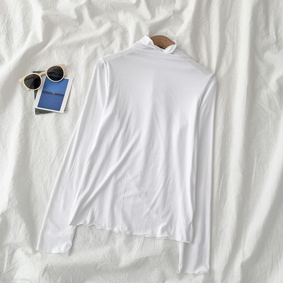 Sieviešu blūzes vienkāršs modelis ar augstu apkakli