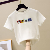 Ženska casual majica s kratkim rukavima i vezom