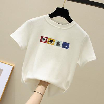 Ženska casual majica s kratkim rukavima i vezom