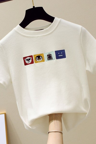 Ženska casual majica s kratkim rukavima i vezom