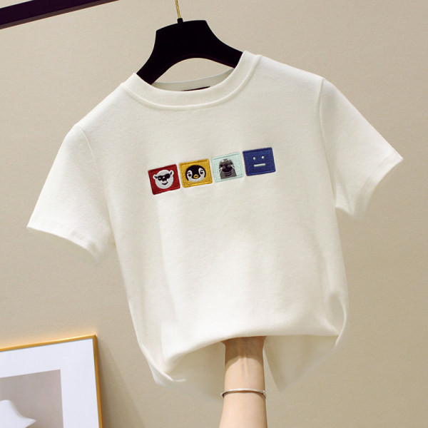 Ženska casual majica s kratkim rukavima i vezom