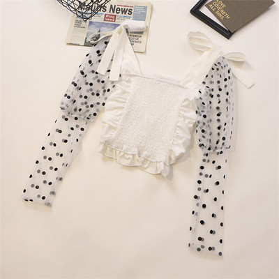 Γυναικεία μπλούζα ρετρό σε στυλ με μακριά μανίκια