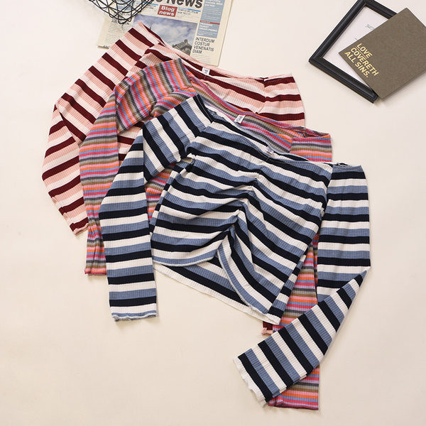 Prugasta ženska bluza s dugim rukavima