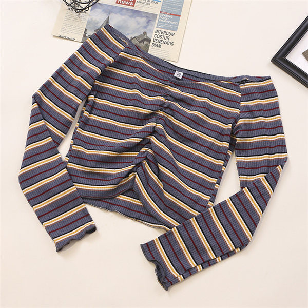 Prugasta ženska bluza s dugim rukavima