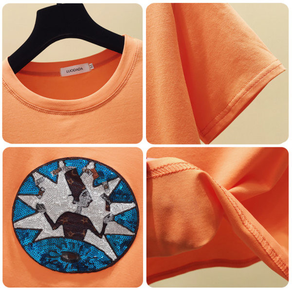 Γυναικείο μπλουζάκι με κοντά μανίκια και πούλιες