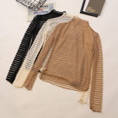 Ženska čipkana bluza s poluvisokom kragnom