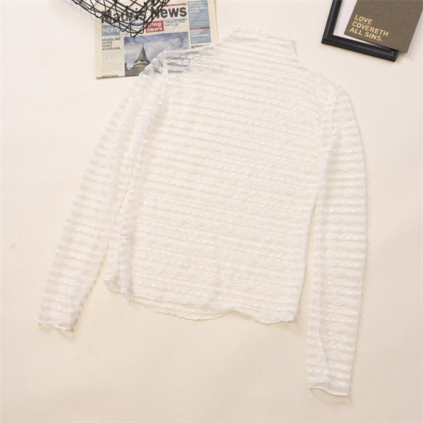 Ženska čipkana bluza s poluvisokom kragnom