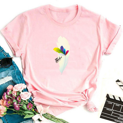 Γυναικείο μπλουζάκι νέο μοντέλο με κοντά μανίκια σε διαφορετικά μεγέθη με εκτυπώσεις