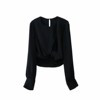 Ženska asimetrična bluza dugih rukava u crnoj boji