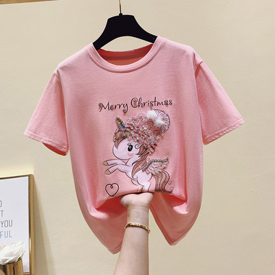 Μοντέρνο γυναικείο μπλουζάκι με μονόκερο απλικέ