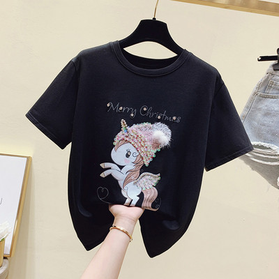 Μοντέρνο γυναικείο μπλουζάκι με μονόκερο απλικέ