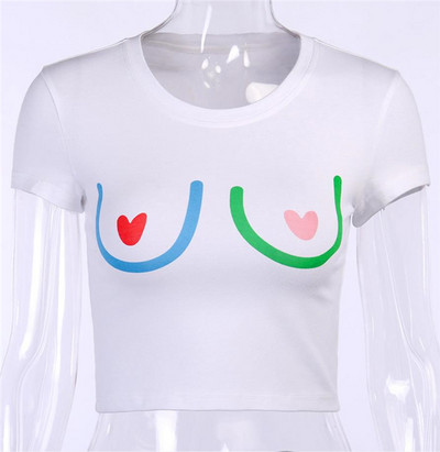 Ženska ležerna majica kratkih rukava bijele boje s ovalnim izrezom