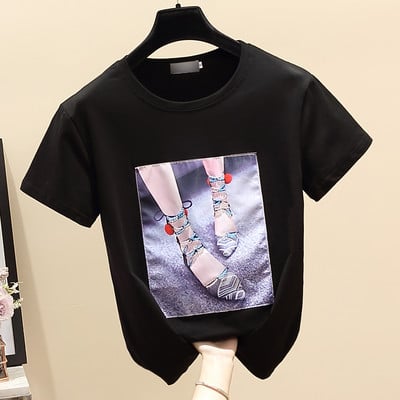 Casual γυναικείο μπλουζάκι με απλικέ - φρδύ μοντέλο