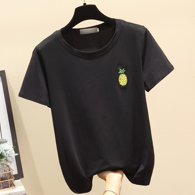 Παιδικό μπλουζάκι με κοντά μανίκια και κεντήματα ανανά