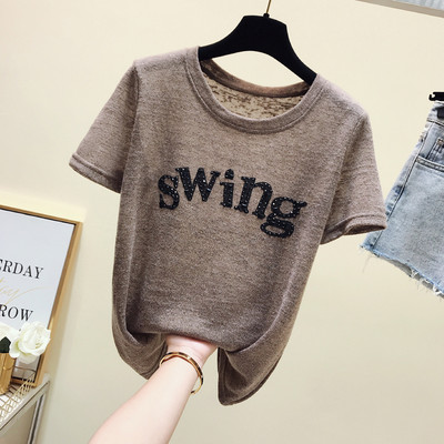 Ženska majica s natpisom i perlicama