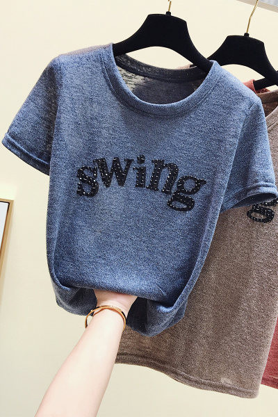 Ženska majica s natpisom i perlicama