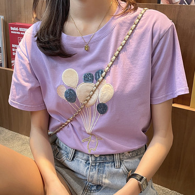 Νέο μοντέλο γυναικείο μπλουζάκι με στρογγυλή λαιμόκοψη και κεντήματα