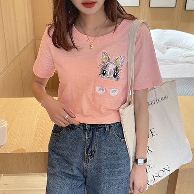 Novi model ženske majice kratkih rukava sa vezom zeca