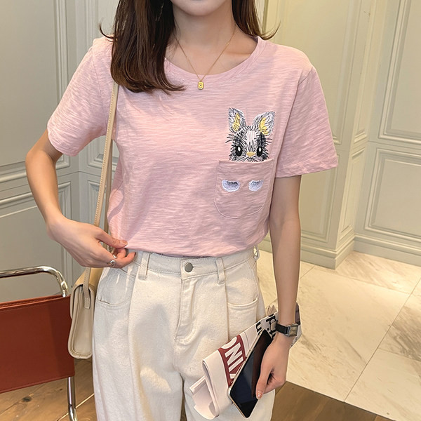 Novi model ženske majice kratkih rukava sa vezom zeca