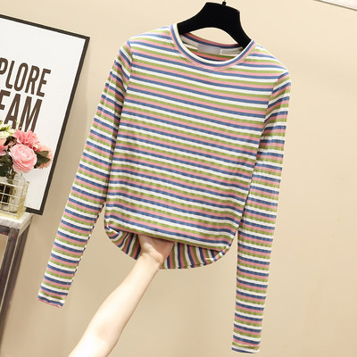 Ležerna ženska bluza na pruge s dugim rukavima