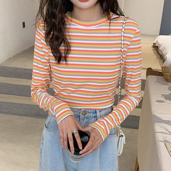 Ležerna ženska bluza na pruge s dugim rukavima
