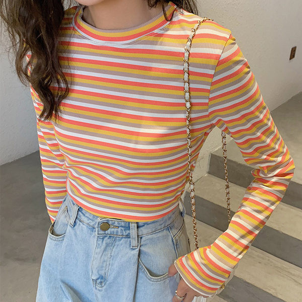 Ležerna ženska bluza na pruge s dugim rukavima