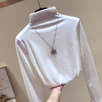 Γυναικεία, βελούδινη μπλούζα με ψηλό γιακά