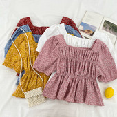 Novi model ženske bluze sa cvjetnim uzorkom i četvrtastim izrezom