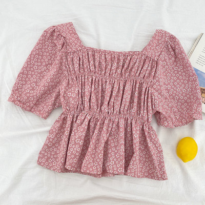 Novi model ženske bluze sa cvjetnim uzorkom i četvrtastim izrezom