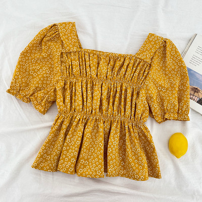 Novi model ženske bluze sa cvjetnim uzorkom i četvrtastim izrezom